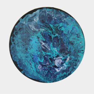 circular acrylic pour painting on canvas